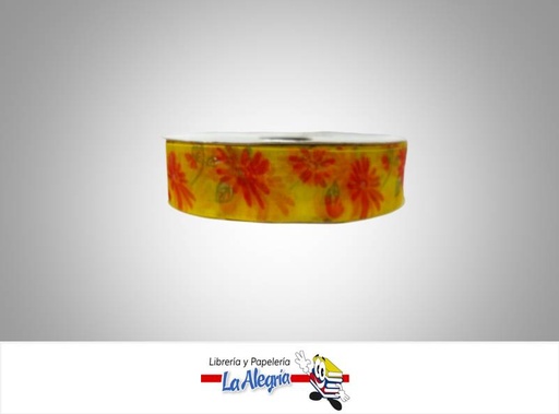 [CINTE007] CINTA TULL ESTAMP 25MM AMARILLO FLOR XME MARCA S/M   