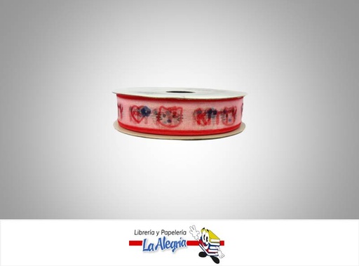 [CINTE009] CINTA TULL ESTAMP 25MM KITTY ROJO XMETRO MARCA S/M   