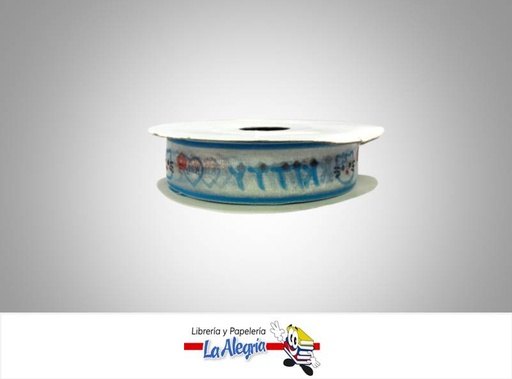 [CINTE0092] CINTA TULL ESTAMP 25MM KITTY AZUL XMETRO MARCA S/M   