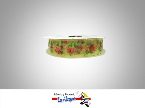 [CINTE1011] CINTA TULL ESTAMP 25MM AMARILLO ROSAS XM MARCA S/M   