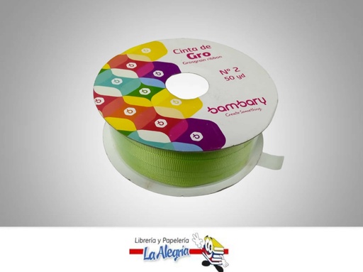 [CINTGROS10MM073] CINTA GROSS 10 MM VERDE MANZANAX METRO MARCA BAMBARY   