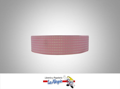 [CIVS24MM009] CINTA ESTAMPADA CUADRO 24MM ROSADO XMT MARCA BOLIS   