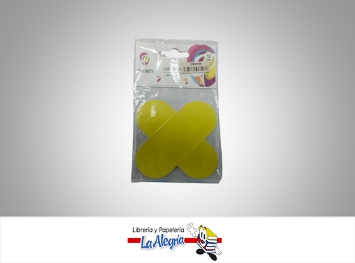 [CMIN002] CAPACILLO MINI 4X4 CM PAQ. 12 PZA AMARILLO MARCA PINTARETA