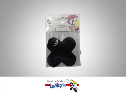 [CMIN046] CAPACILLO MINI 4X4 CM PAQ. 12 PZA NEGRO MARCA PINTARETA