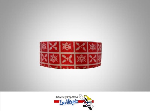 [CN35MM01] CINTA NAVIDAD 35MM ROJO/SNOWFLAKES XMT MARCA MUNDOS   