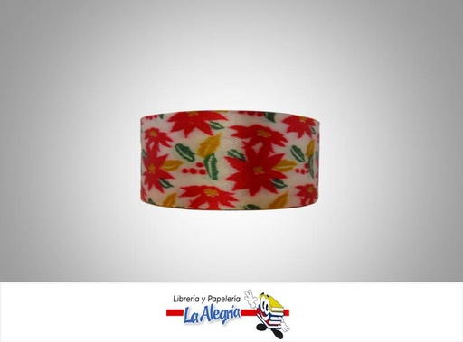 [CN35MM10] CINTA NAVIDAD 35MM BLANCO/FLOR NAVID XMT MARCA MUNDOS   