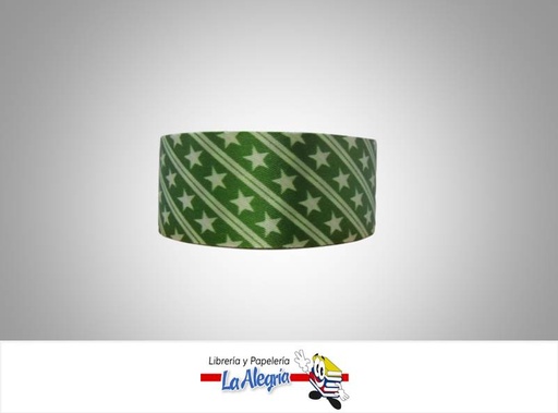 [CN35MM11] CINTA NAVIDAD 35MM VERDE/ESTRELLA XMT MARCA MUNDOS   