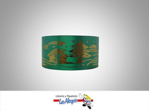 [CN50MM02] CINTA NAVIDAD 50MM VERDE/DORADO XMETRO MARCA BOLIS   