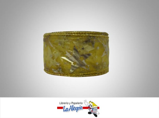 [CN60MM002] CINTA NAVIDAD ALAMBRADA 60MM AMARILLO XM MARCA MARANELO   