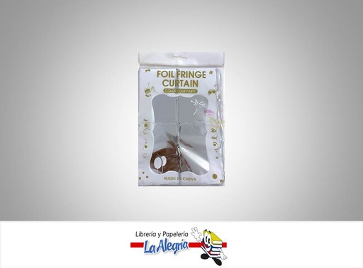 [CORTINA050] CORTINA FOIL 2X1 MTS CUADRO PLATEADO MARCA S/M   