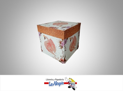[CR2208] CAJA REGALO CISNE 22X22X22CM ROSADO MARCA S/M