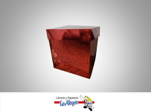 [CR2211] CAJA REGALO HOLOGRAFICA ESTRELLA 22X22X22CM ROJA MARCA S/M
