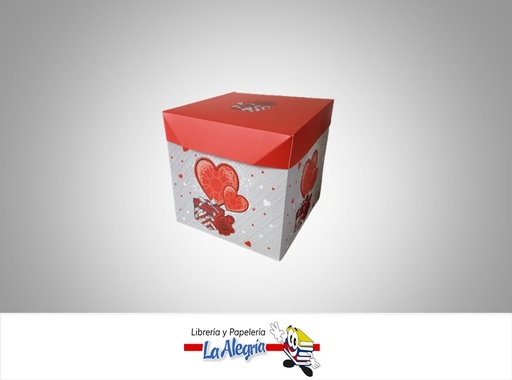 [CR2212] CAJA REGALO CORAZON 22X22X22CM ROJO/GRIS MARCA S/M