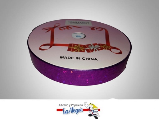[CRLASER15MM38] CINTA DE REGALO LASER MORADA 15MM X METR MARCA MURANO   