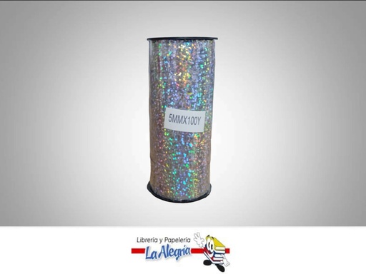 [CRLASER5MM050] CINTA DE REGALO LASER PLATA 5MM X METRO MARCA MURANO   