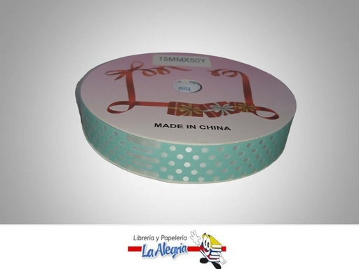 [CRPUN15MM001] CINTA DE REGALO AGUAMARI PUNTOS 15MM X M MARCA MURANO   