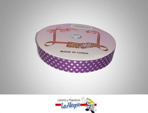 [CRPUN15MM038] CINTA DE REGALO MORADA PUNTOS 15MM X ME MARCA MURANO   