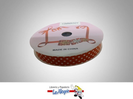 [CRPUN15MM042] CINTA DE REGALO NARANJA PUNTOS 15MM X ME MARCA MURANO   