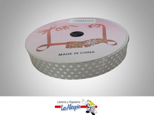 [CRPUN15MM050] CINTA DE REGALO PLATA PUNTOS 15MM X METR MARCA MURANO   