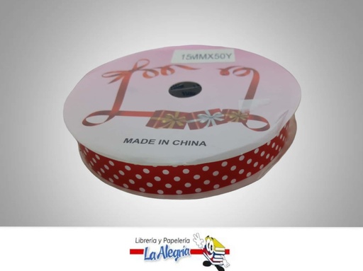 [CRPUN15MM051] CINTA DE REGALO ROJA PUNTOS 15MM X METR MARCA MURANO   