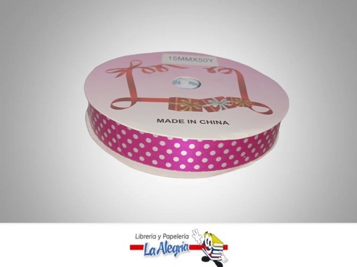 [CRPUN15MM061] CINTA DE REGALO ROSADA PUNTOS 15MM X MET MARCA MURANO   