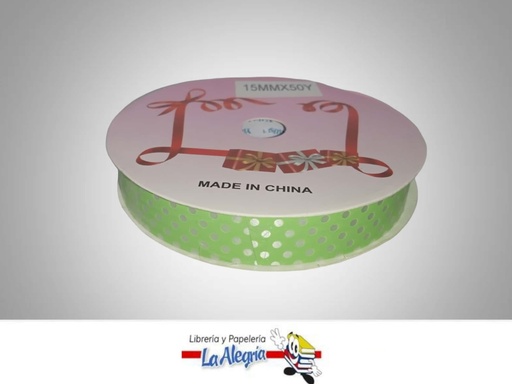 [CRPUN15MM073] CINTA DE REGALO VERDE MA PUNTOS 15MM X M MARCA MURANO   