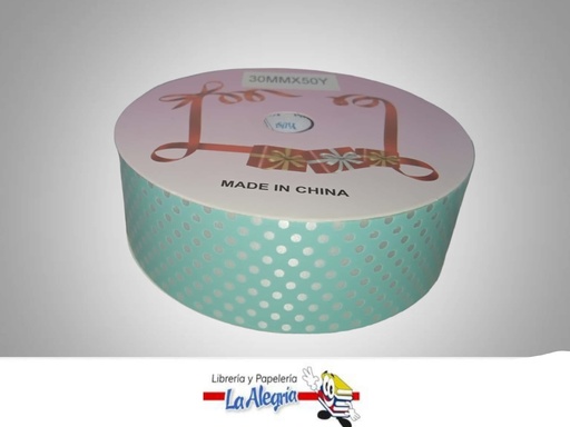 [CRPUN30MM001] CINTA DE REGALO AGUA MAR PUNTOS 30MM X M MARCA MURANO   