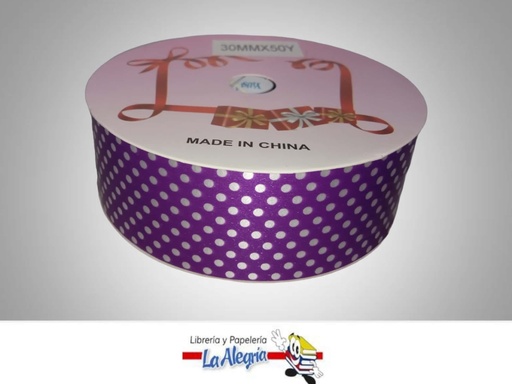 [CRPUN30MM038] CINTA DE REGALO MORADA PUNTOS 30MM X MET MARCA MURANO   