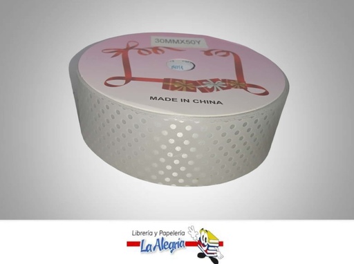 [CRPUN30MM050] CINTA DE REGALO PLATA PUNTOS 30MM X METR MARCA MURANO   