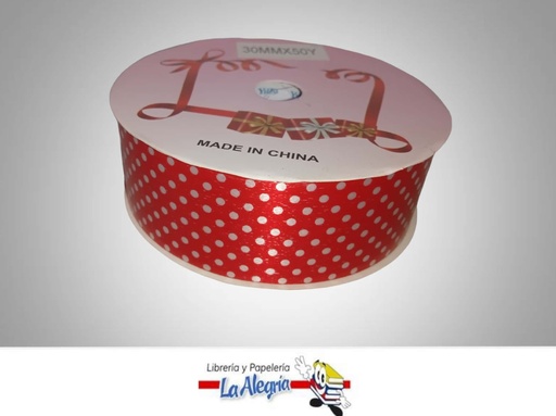 [CRPUN30MM051] CINTA DE REGALO ROJA PUNTOS 30MM X METR MARCA MURANO   