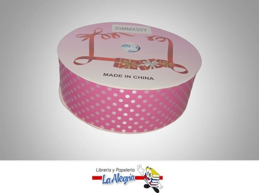 [CRPUN30MM061] CINTA DE REGALO ROSADA PUNTOS 30MM X MET MARCA MURANO   