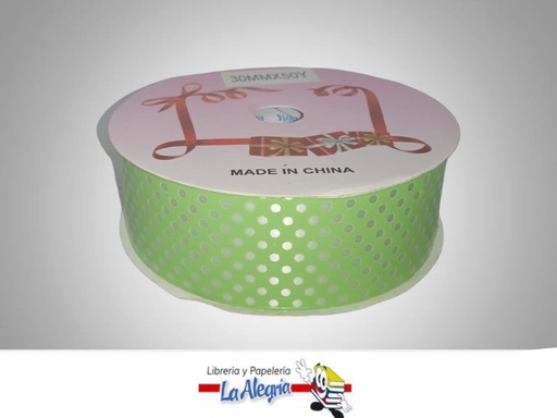 [CRPUN30MM073] CINTA DE REGALO VERDE MA PUNTOS 30MM X M MARCA MURANO   