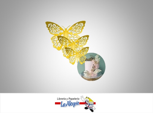 [DZ0017] MARIPOSA DECORATIVA METALIZA SET12 U ORO MARCA SILLACA   