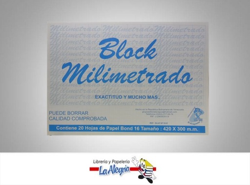 [EA67] BLOCK BOND MILIMETRADO A3 20H MARCA EL ARAGUEÑO   