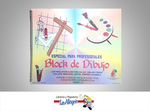 [EA67020E] BLOCK DIBUJO ESCOLAR 10 CAR A3 ESPIRAL MARCA EL ARAGUEÑO   