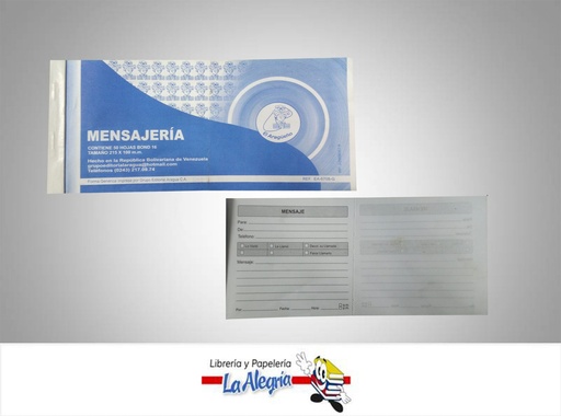 [EA6708G] TALONARIO PARA MENSAJERIA 215X100MM MARCA EL ARAGUEÑO   