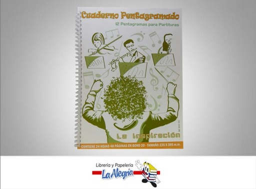 [EA6719E] CUADERNO MUSICA 12 PENT ESPIR 22,5X30.5C MARCA EL ARAGUEÑO   