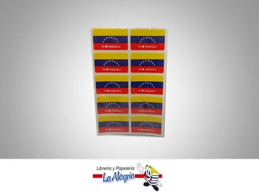 [ES45BV] ETIQUETA RECTANGULAR BANDERA DE VENEZUELA PAQ.30UND MARCA STAR