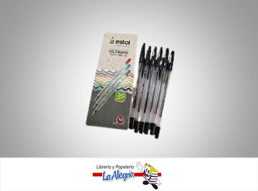 [ESTOL0030] BOLIGRAFO TRANSP C/TAPA NEGRO UND MARCA ESTOL   