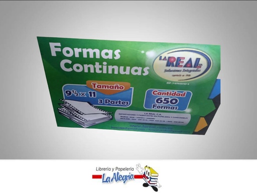 [FC0001] FORMA CONTINUA 9 1/2 X11 3P 650F MARCA LA REAL   