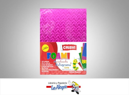 [FHM002] FOAMI METALIZADO HOLOGRAFICO CARTA ROSADO UND MARCA S/M