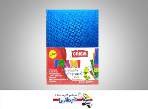[FHM005] FOAMI METALIZADO HOLOGRAMA CARTA AZUL UND MARCA S/M