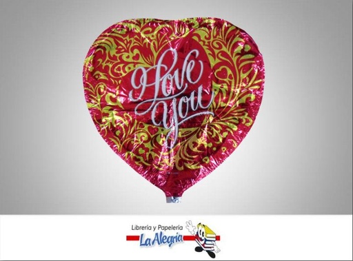 [GLOBO1001] GLOBO FOIL I LOVE YOU ROJODORADO 18 UN MARCA SM   