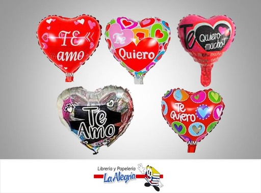 [GLOBOF10082] GLOBO FOIL 10 CORAZON TE AMO; TE QUIERO MARCA SM   