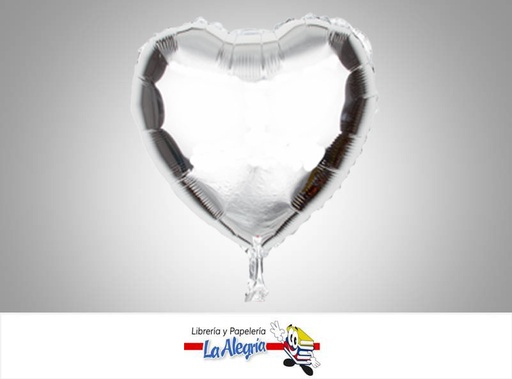 [GLOBOF16050] GLOBO FOIL 16'' CORAZON PLATA UND    