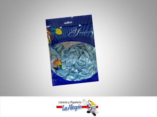 [GMR10007] GLOBO R10 METALIZADO AZUL CELESTE 50 UND MARCA YUEFAN   