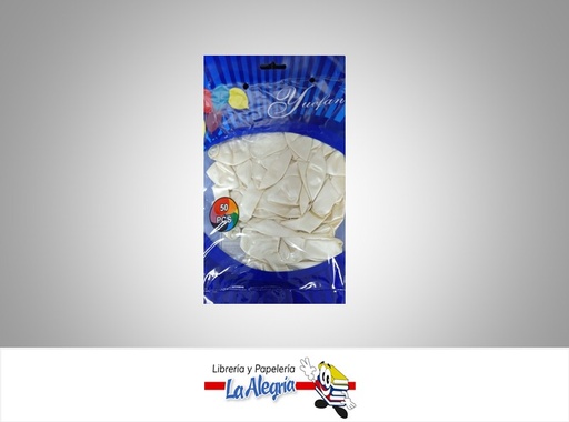 [GMR10016] GLOBO R10 METALIZADO BLANCO 50 UND MARCA YUEFAN   