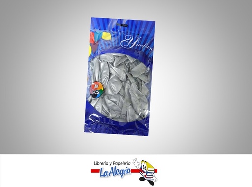 [GMR10028] GLOBO R10 METALIZADO GRIS PLOMO 50 UND MARCA YUEFAN   