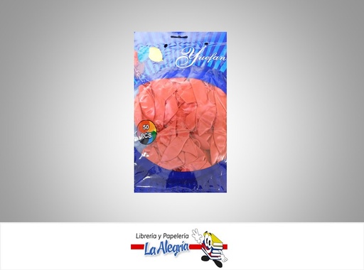 [GMR10051] GLOBO R10 METALIZADO ROJO 50 UND MARCA YUEFAN   