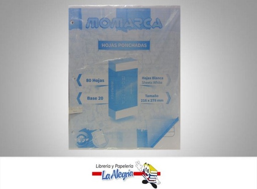 [HP80] HOJA PONCHADA 1 LINEA 80 HOJAS 21,6X27,8CM MARCA MAYKA
